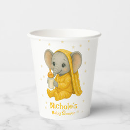 Baby Elephant in Yellow Pajamas Babydusche Pappbecher