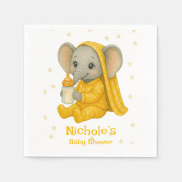 Baby Elephant in Yellow Pajamas Babydusche Serviette