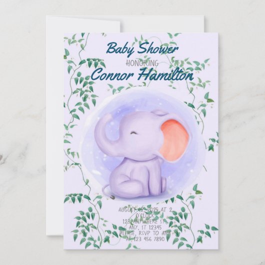 BABY ELEPHANT INVITATION EINLADUNG (Vorderseite)
