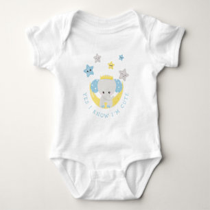Baby Elephant Ja ich weiß, ich bin Niedlich Baby B Strampler