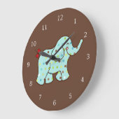 Baby Elephant Kids Room Kinderzimmer Wall Clock Ge Große Wanduhr (Winkel)