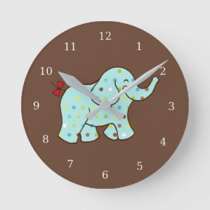 Baby Elephant Kids Room Kinderzimmer Wall Clock Ge Runde Wanduhr