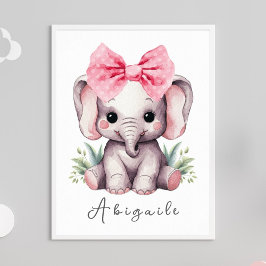 Baby Elephant Kinderzimmer Wall Art - Name Print Poster
