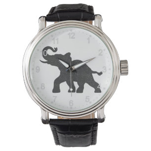 Baby Elephant läuft Silhouette Armbanduhr