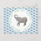 Baby Elephant Light Blue Geburtstag Einladungspostkarte (Vorderseite)