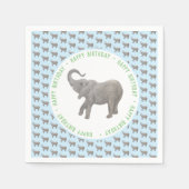 Baby Elephant Light Blue Geburtstag Serviette (Vorderseite)