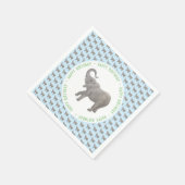 Baby Elephant Light Blue Geburtstag Serviette (Ecke)