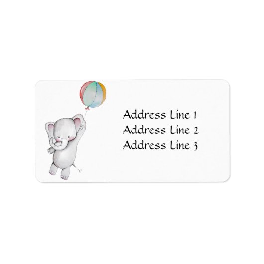 Baby Elephant mit Balloon-Adressetikett Adressaufkleber (Vorne)