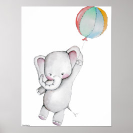 Baby Elephant mit Balloon individuell anpassbares  Poster