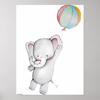 Baby Elephant mit Balloon individuell anpassbares  Poster