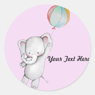 Baby Elephant mit Balloon Pink Stickers
