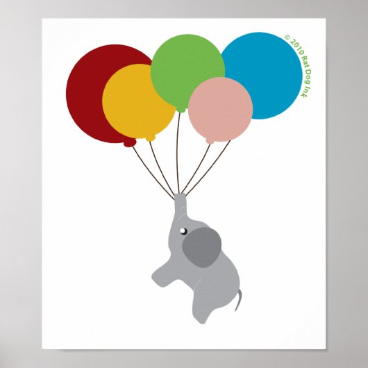 Baby Elephant mit Balloons Poster (Vorne)