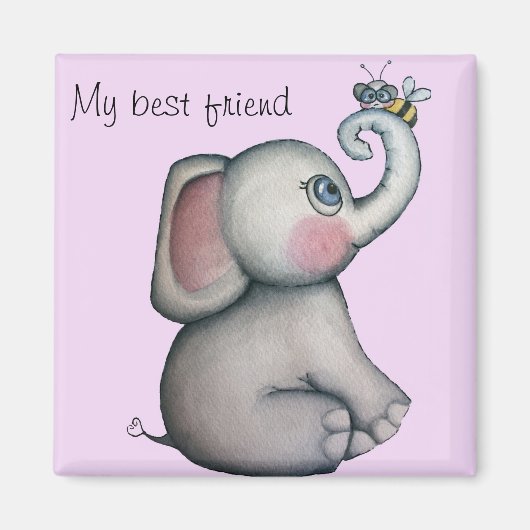 Baby Elephant mit Bee Best Friend Magnet (Vorne)