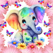 Baby Elephant mit Blume und Schmetterlingen Puzzle