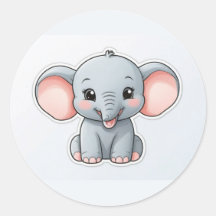 Baby Elephant mit blütigen Wangen, Kawaii