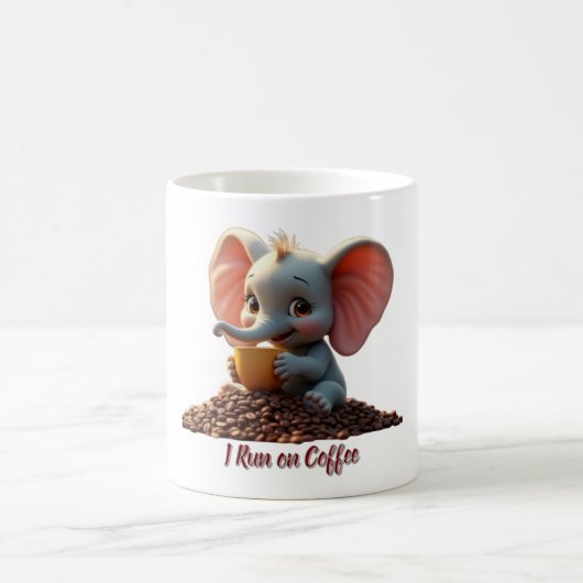 Baby Elephant mit Coffee Tasse Novelty (Mittel)