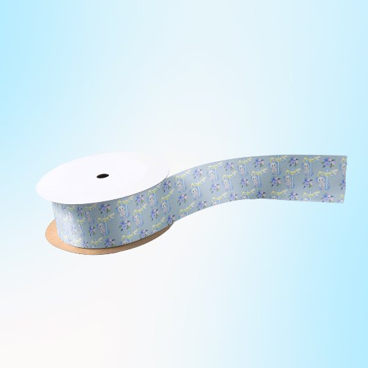 Baby Elephant mit Cross-Dove glückliche Taufe Satinband