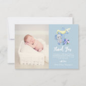 Baby Elephant mit Cross-Dove-Taufe Vielen Dank Dankeskarte (Vorderseite)