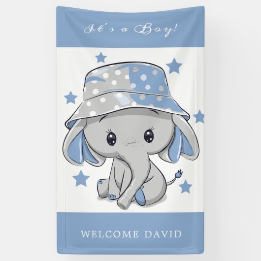 Baby Elephant mit Hat Baby Duschbanner Banner (Vertikal)