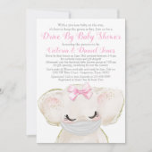 Baby Elephant mit Maskenantrieb mit Babydusche Einladung (Vorderseite)