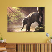 Baby Elephant mit Mutter Leinwanddruck (Insitu (Wohnzimmer))