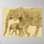 Baby Elephant mit Mutter Poster (Vorne)