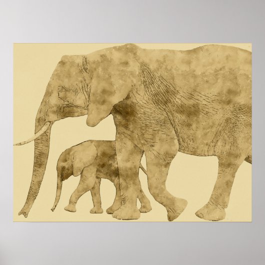 Baby Elephant mit Mutter Poster (Vorne)