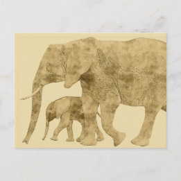 Baby Elephant mit Mutter Postkarte