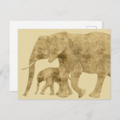 Baby Elephant mit Mutter Postkarte (Vorne/Hinten)