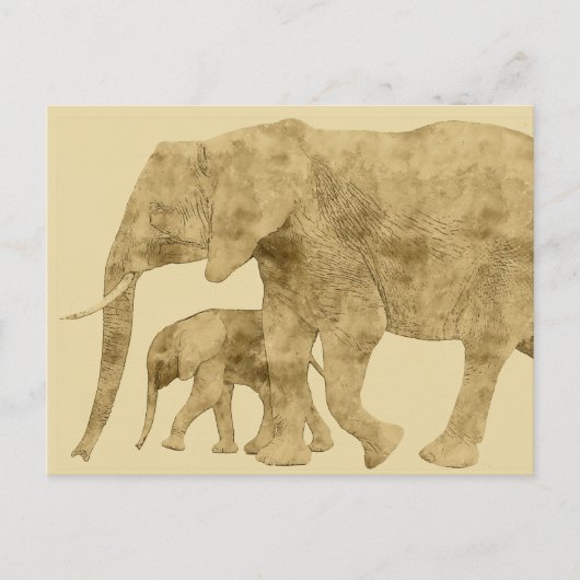 Baby Elephant mit Mutter Postkarte (Vorderseite)