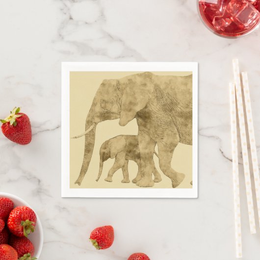 Baby Elephant mit Mutter Serviette (Beispiel)