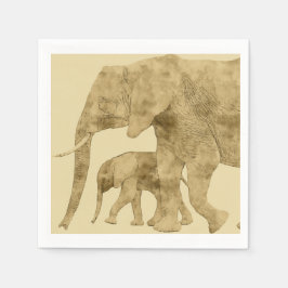 Baby Elephant mit Mutter Serviette