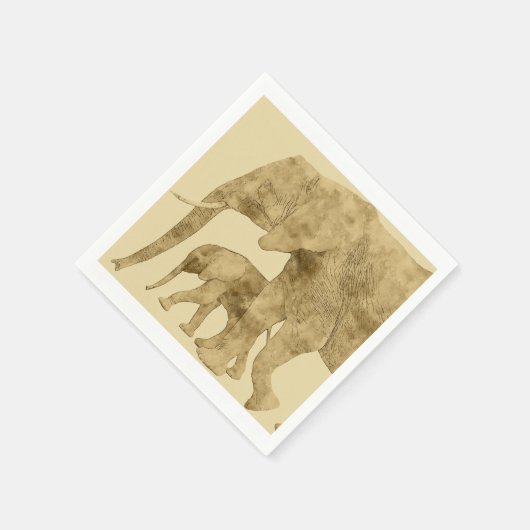 Baby Elephant mit Mutter Serviette (Ecke)