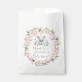 Baby Elephant mit Peonies & Balloon Baby Dusche Geschenktütchen (Vorderseite)