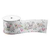 Baby Elephant mit Peonies & Balloon Baby Dusche Satinband (Spule)