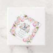 Baby Elephant mit Peonies & Balloons Babydusche Geschenkanhänger (Beispiel)