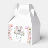 Baby Elephant mit Peonies & Balloons Babydusche Geschenkschachtel (Vorderseite)