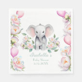 Baby Elephant mit Peonies & Balloons Babydusche Serviette (Vorderseite)