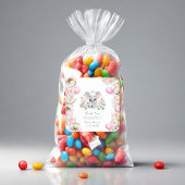 Baby Elephant mit Peonies & Balloons Vielen Dank Quadratischer Aufkleber