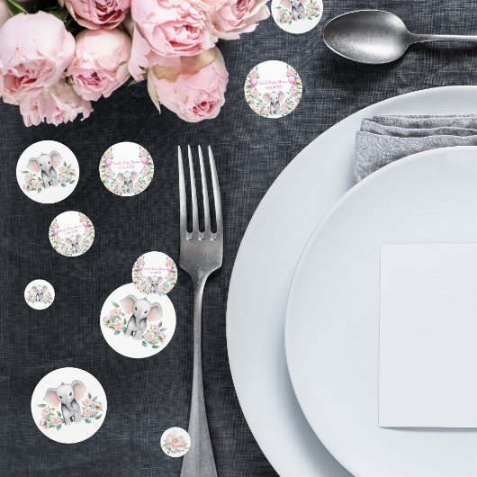 Baby Elephant mit Peonies, Eucalyptus Baby Dusche Konfetti
