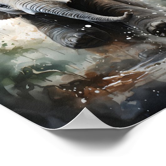 Baby Elephant mit Phantastischem Wildtier Poster (Ecke)