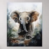 Baby Elephant mit Phantastischem Wildtier Poster (Vorne)