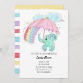 Baby Elephant mit Rainbow Baby Shower Einladung (Vorne/Hinten)