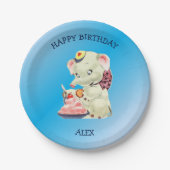 Baby Elephant mit rosa Bow Pappteller (Vorderseite)