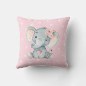 Baby Elephant mit rosa Herzhintergrund Kissen (Rückseite)