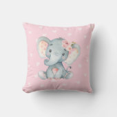 Baby Elephant mit rosa Herzhintergrund Kissen (Vorderseite)