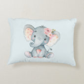 Baby Elephant mit rosa Rosen Dekokissen (Rückseite)