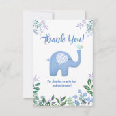Baby Elephant mit Song Bird Baby Dusche Dankeskarte (Vorderseite)