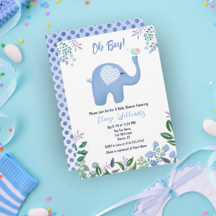 Baby Elephant mit Song Bird Baby Dusche Einladung
