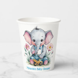 Baby Elephant mit Truck Baby Dusche Pappbecher
